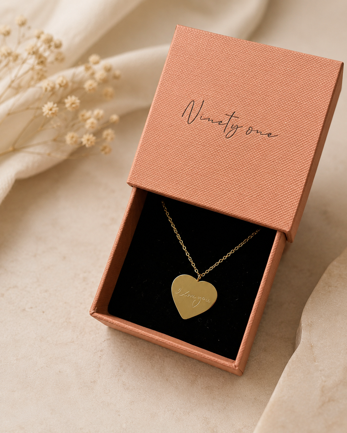 Everyday Gold Plated Large Heart Charm Necklace - FREE ENGRAVING
