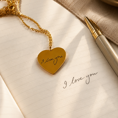 Everyday Gold Plated Large Heart Charm Necklace - FREE ENGRAVING