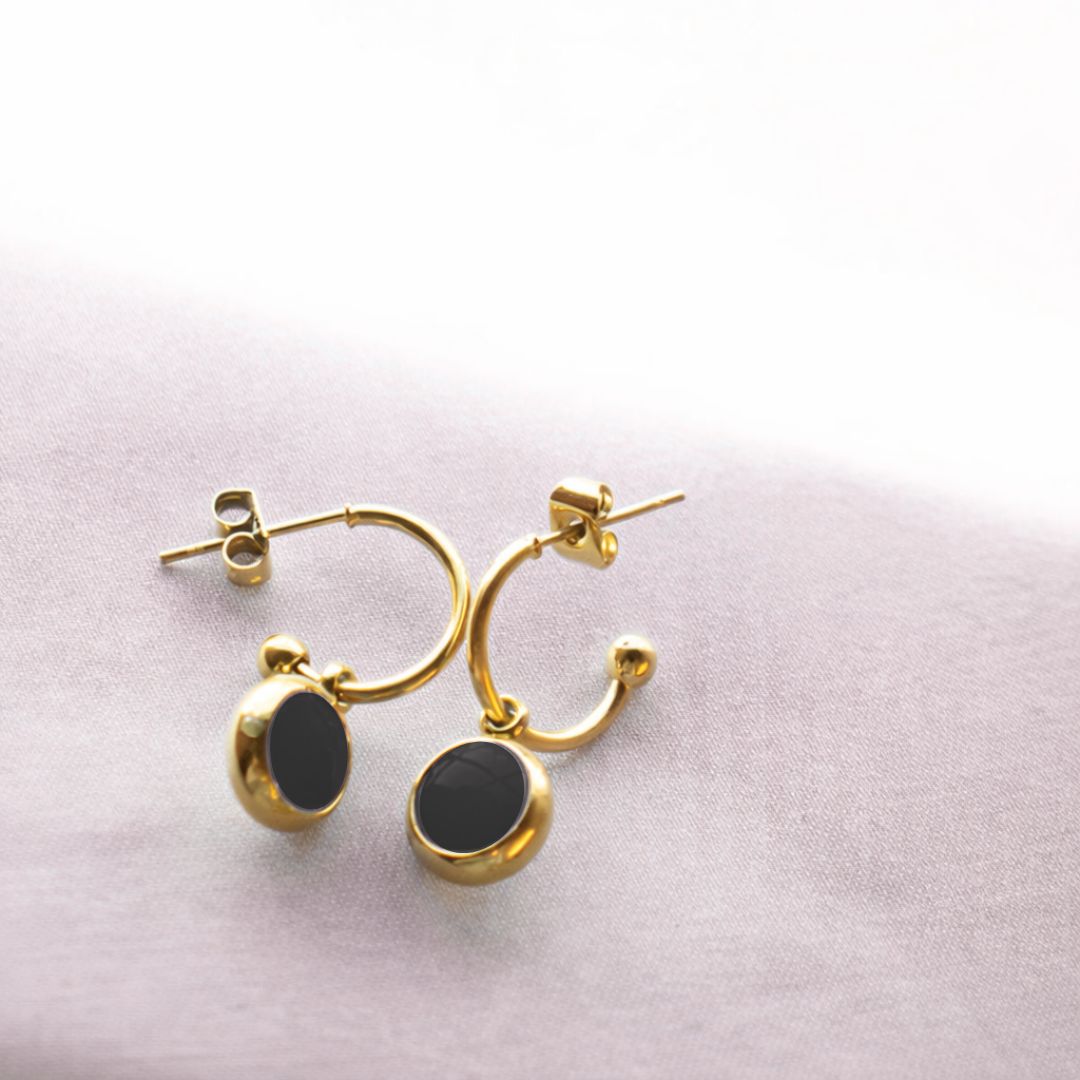 Everyday Gold Plated Stainless Steel Hoop Drop Earrings