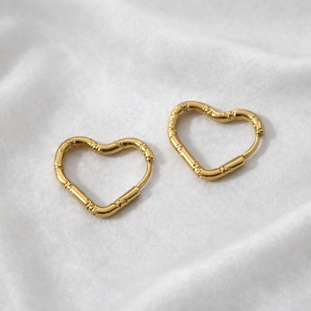 Gold heart hoop earrings