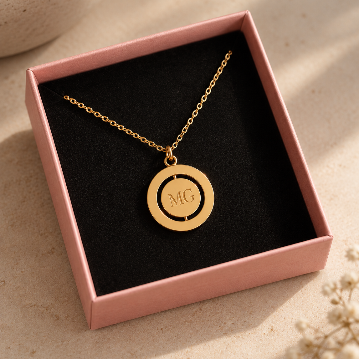 Everyday Gold Plated Spin Circle Necklace - FREE ENGRAVING