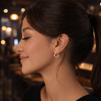 Luxe Gold Heart Shaped Hoop Earrings
