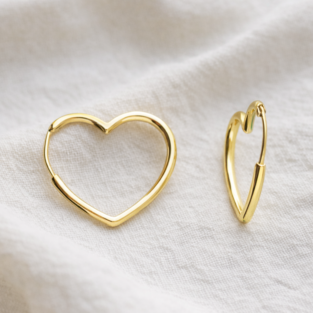 Luxe Gold Heart Shaped Hoop Earrings