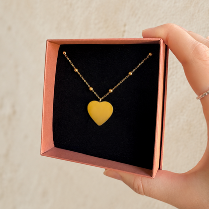 Everyday Gold Plated Large Heart Charm Ball Chain Necklace - FREE ENGRAVING